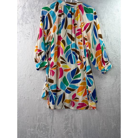 Tabitha Brown Botanical Print Puff Sleeve Mini Tunic Dress – Size S - Picture 2 of 6